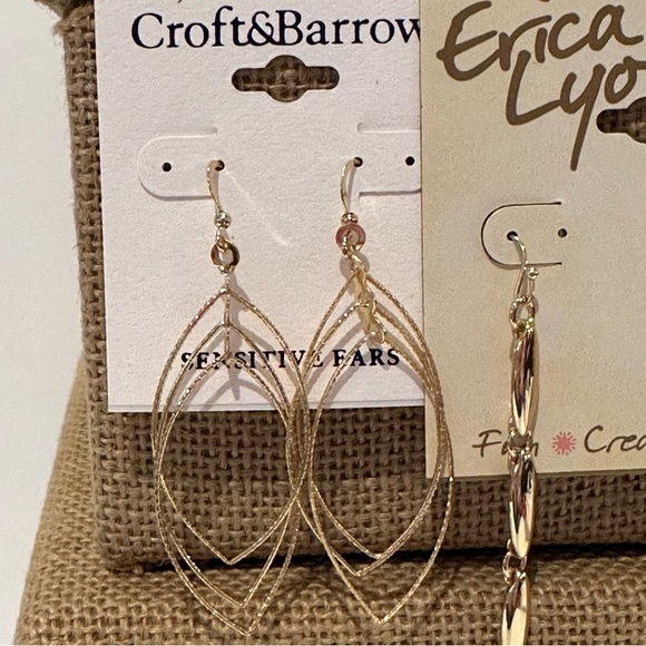 NWT 2 pairs of Earrings- gold tone dangles by Erica Lyons & Croft & Barrow - Picture 6 of 9